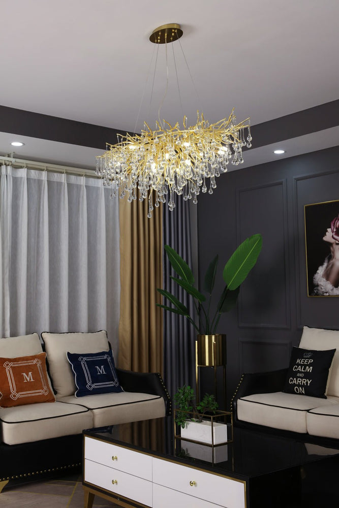Elsa Crystal Droplet Branch Chandelier Light for Dining Room