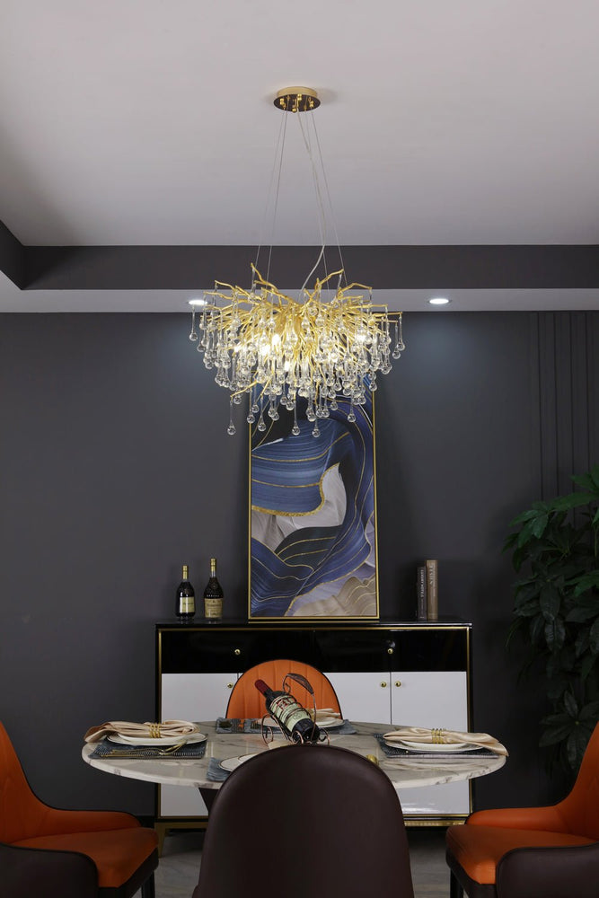 Elsa Crystal Droplet Branch Chandelier Light for Dining Room