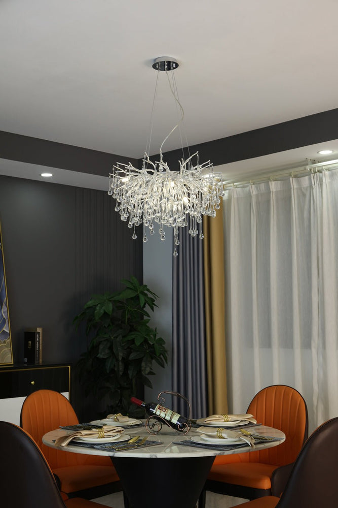 Elsa Crystal Droplet Branch Chandelier Light for Dining Room
