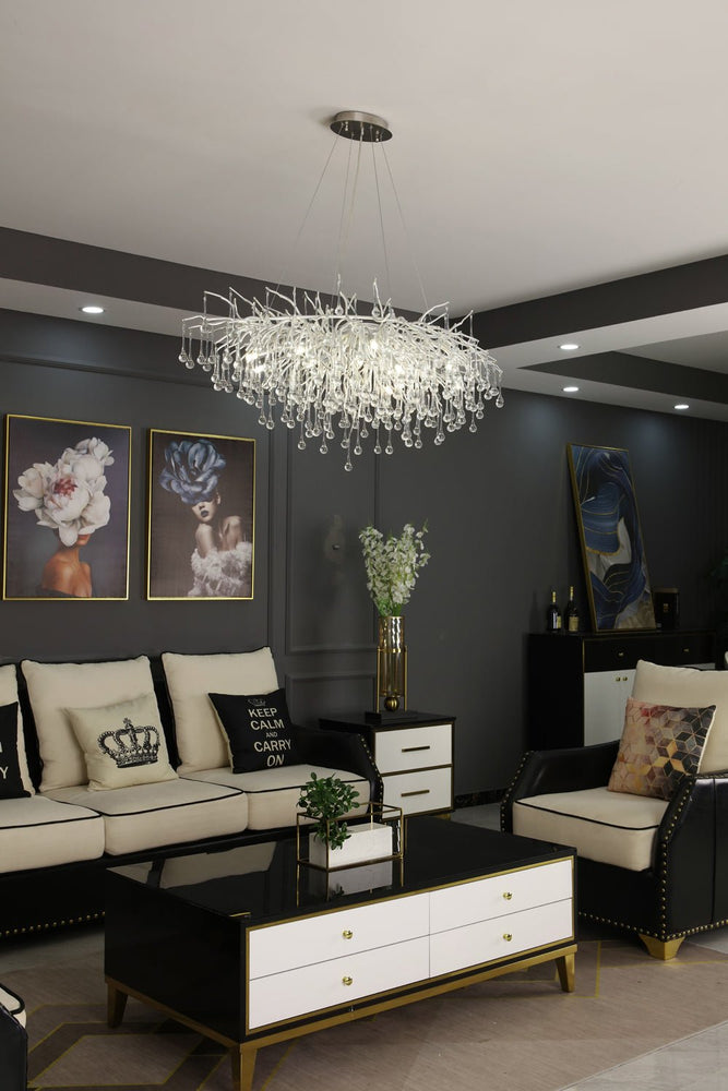 Elsa Crystal Droplet Branch Chandelier Light for Dining Room