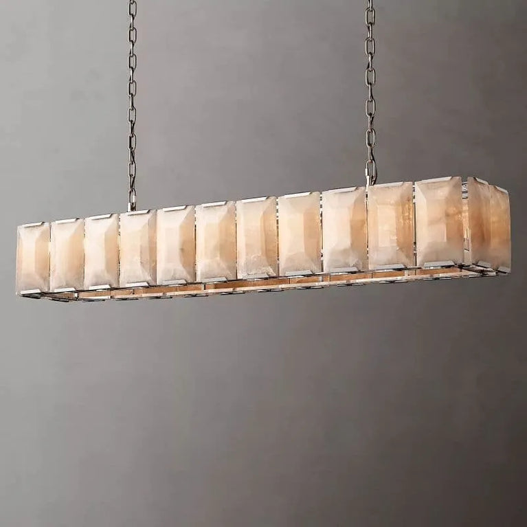 Harlowe Calcite Rectangular Chandelier 74" for Living room