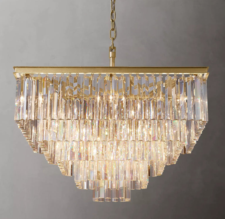Clavel Multi-Tier Crystal Square chandelier 34", Indoor Decoration Light
