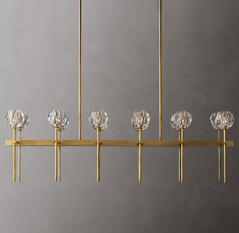 Bille De Crystal Ball Double Linear Chandelier 60"
