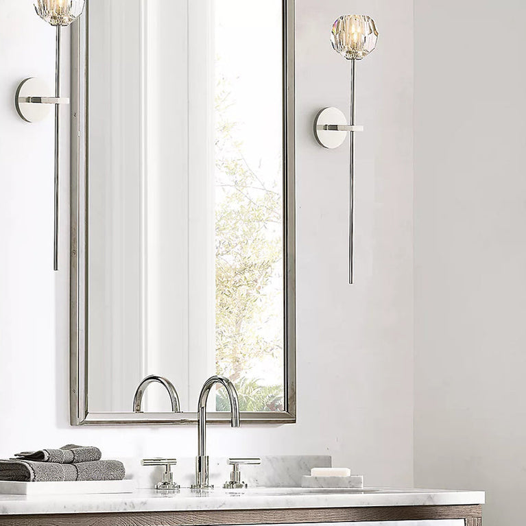 Bille De Clear Crystal Ball Wall Sconce 28"H