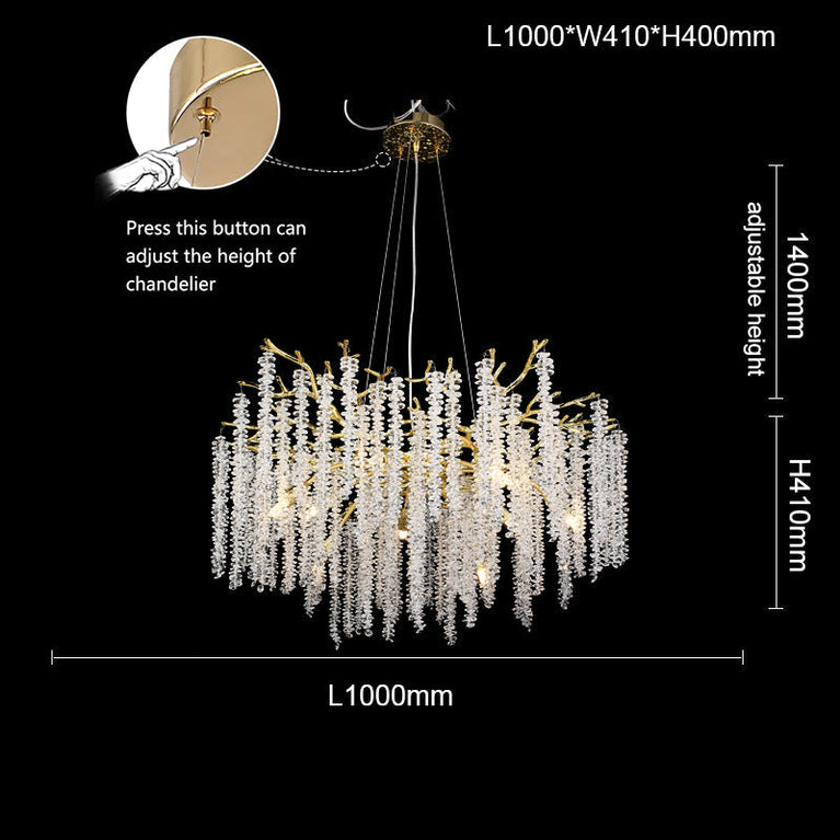 Neve Metal Lighting Living Room Branch Chandelier Glass Lamp