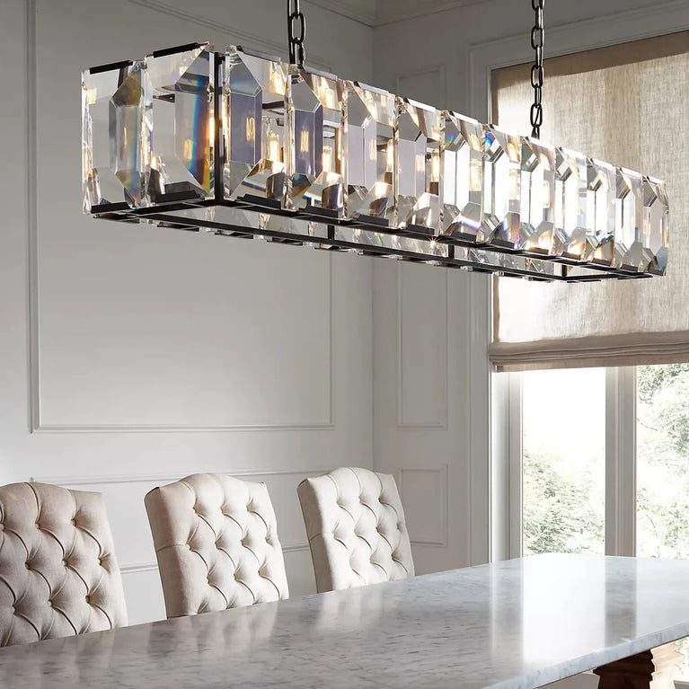 Jean Harlow Crystal Rectangular Chandelier 62"
