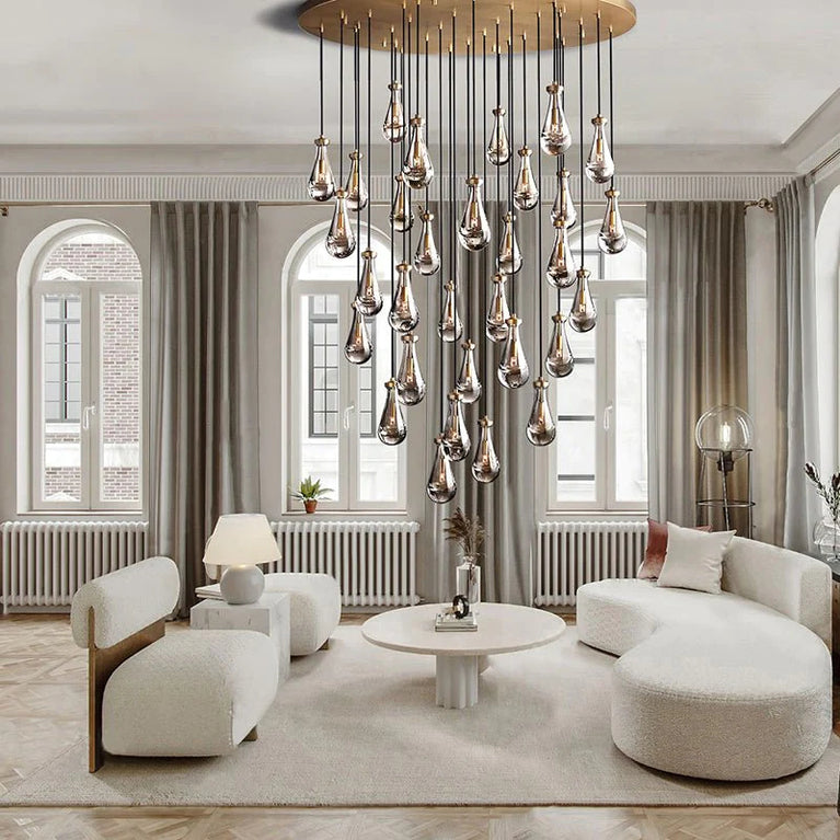RAINDROP Drew Round 31-Light Long Chandelier For Staircase