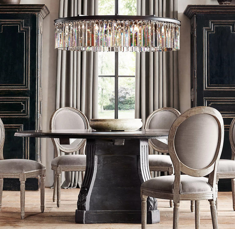 Clavel Crystal Round Chandelier Brass 32"/43", Home Decor Light Fixtures