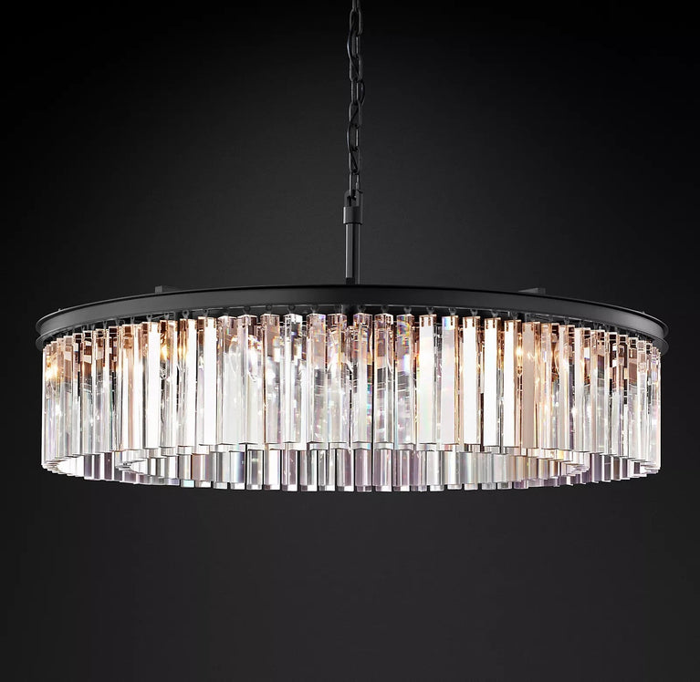 Clavel Crystal Round Chandelier Black 32"/43"
