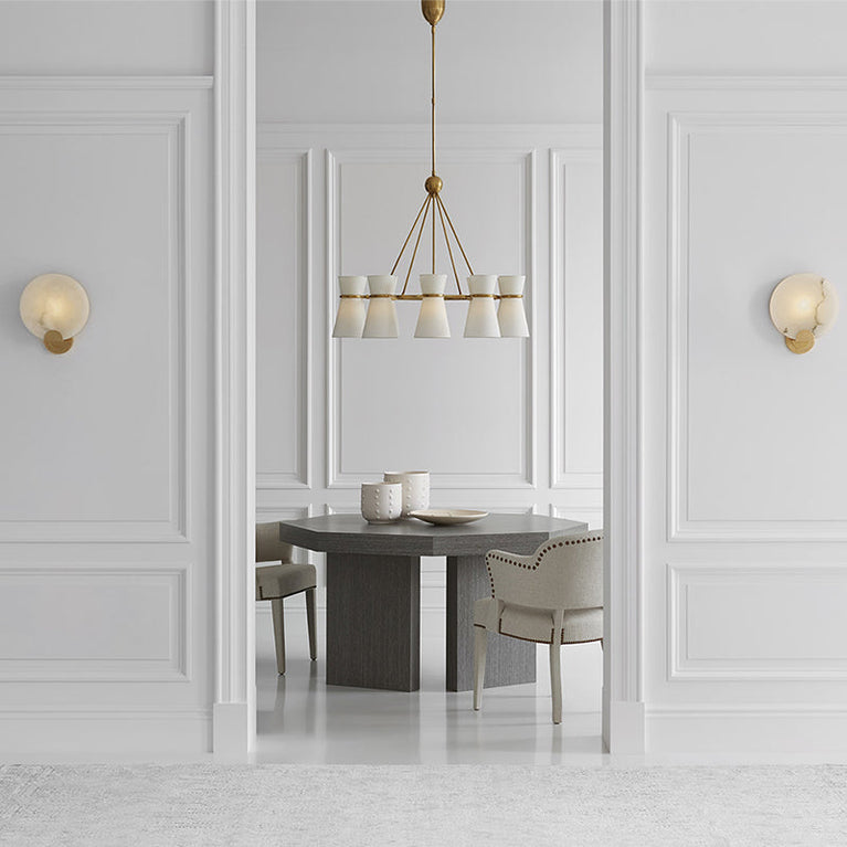 Evelyn Round Alabaster Modern Living Room Sconce