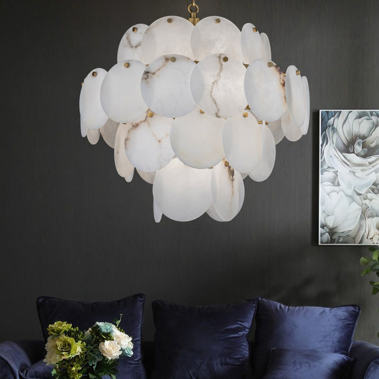 Celestia Modern Round Alabaster Pendant Light, Luxurious Round Chandelier