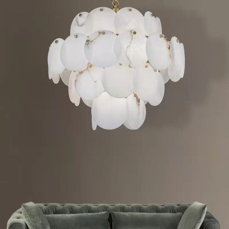 Celestia Modern Round Alabaster Pendant Light, Luxurious Round Chandelier