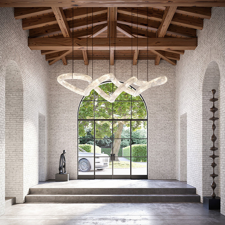 Oslo Designer Inspired Double Loop Symmetrical Alabaster Pendant Light