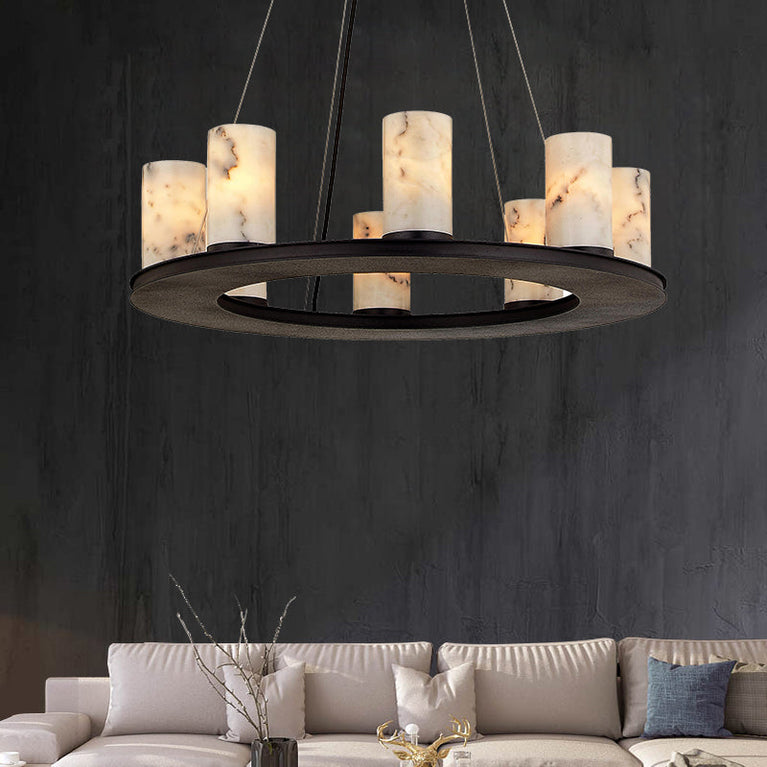 Luna Round Industrial Candelabra Round Black Chandelier