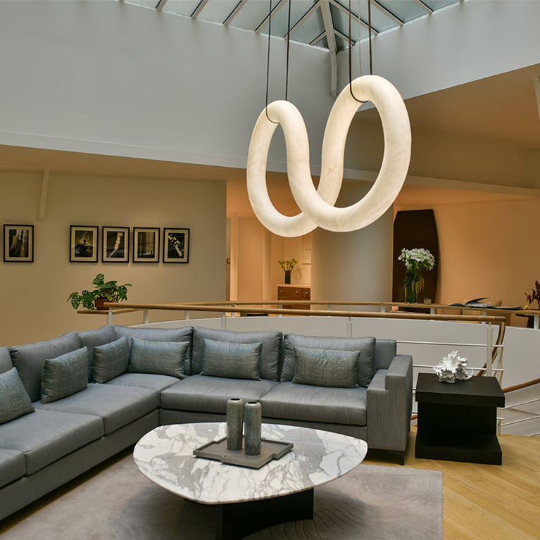 Oslo Infinity Symmetrical Alabaster Pendant Light