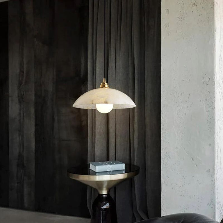 Mona Alabaster Dome Pendant Light, Cord Adjustable