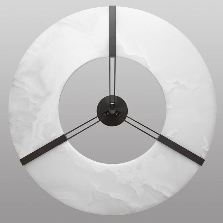 Elysia's Grace: Round Alabaster Plate Chandelier, Exquisite Illumination