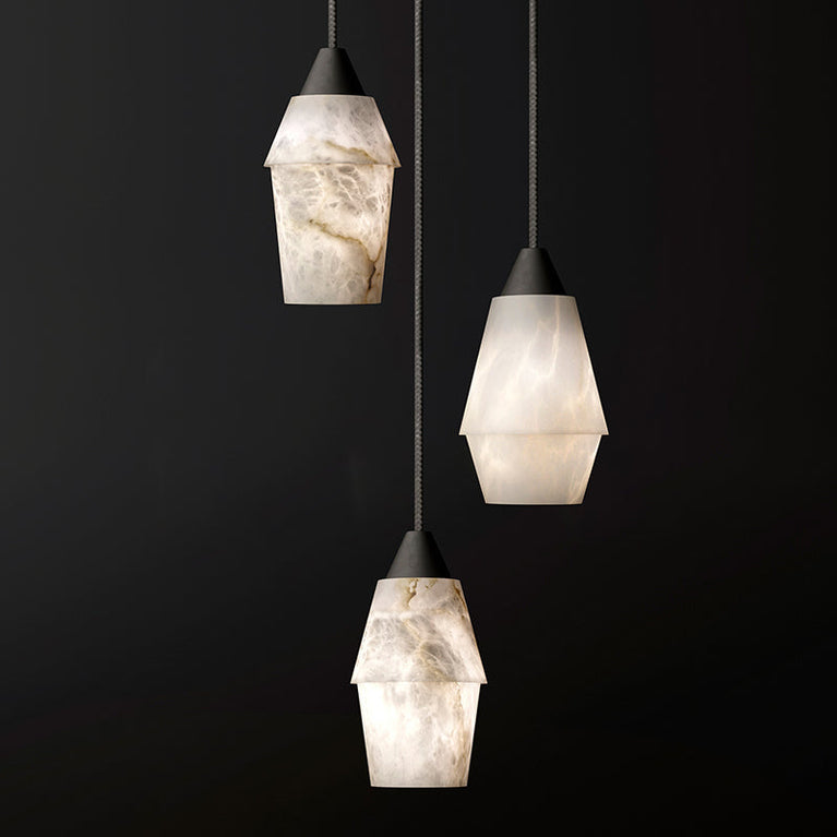 Emilia Alabaster Pendant Lighting Over Dining Table