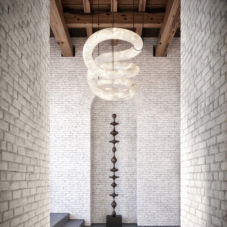 Oslo Designer Inspired Double Loop Symmetrical Alabaster Pendant Light