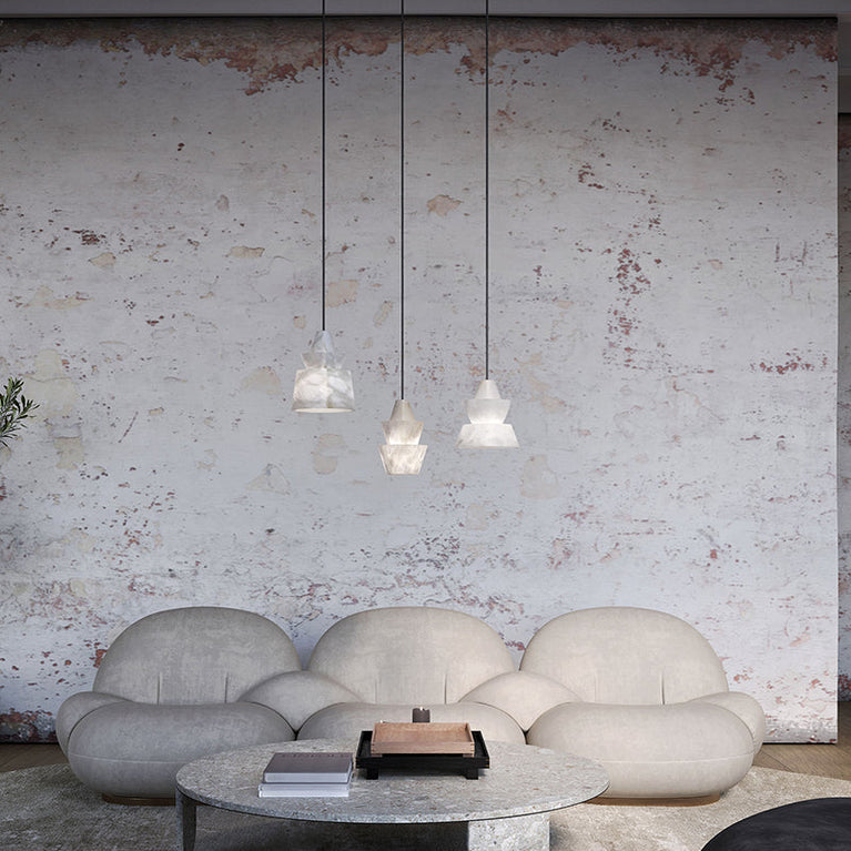 Lab Small Alabaster Coffee Table Pendant, Modern Pendant Light