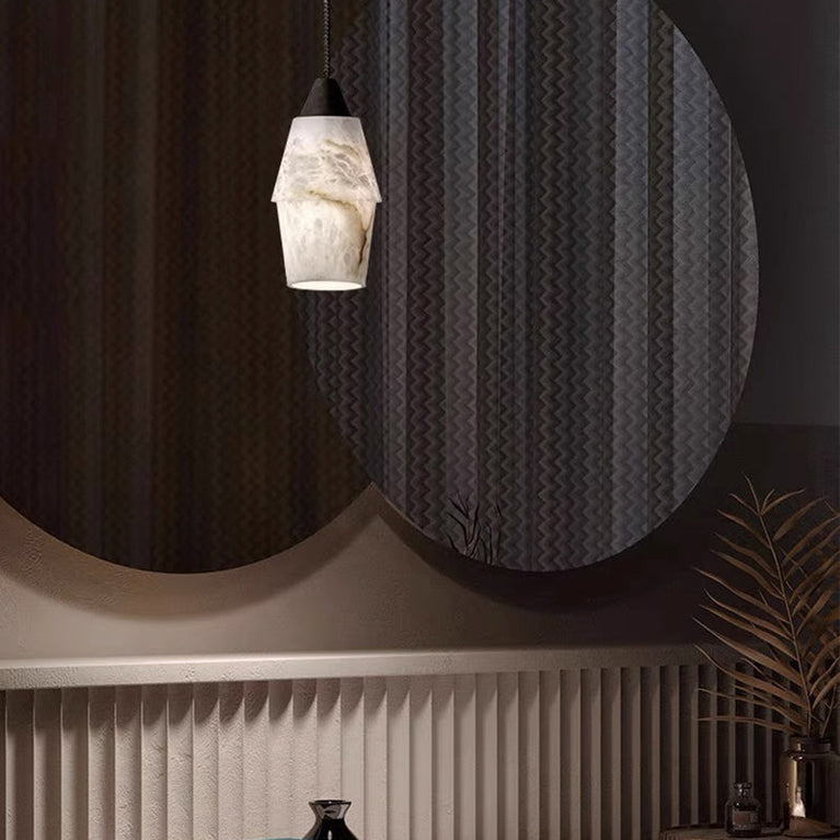 Emilia Alabaster Pendant Lighting Over Dining Table