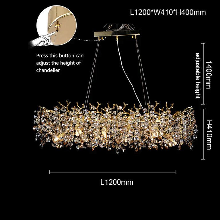 North Rectangular Branch Chandelier Crystal for Dinning