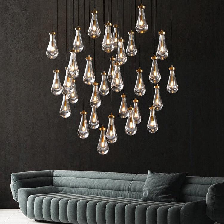 RAINDROP Drew Round 31-Light Long Chandelier For Staircase