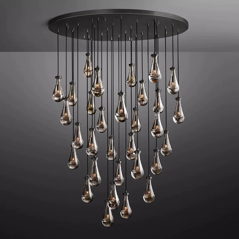 RAINDROP Drew Round 31-Light Long Chandelier For Staircase