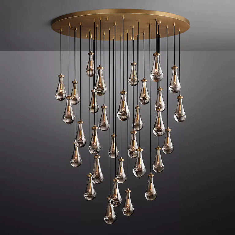 RAINDROP Drew Round 31-Light Long Chandelier For Staircase