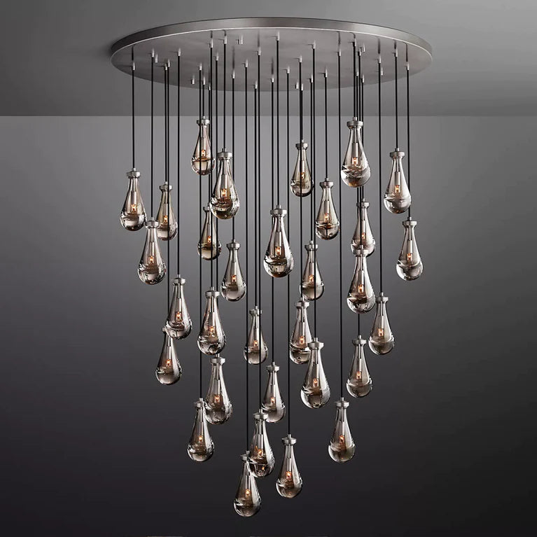 RAINDROP Drew Round 31-Light Long Chandelier For Staircase