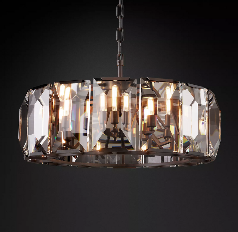 Harlowe Crystal Round Chandelier Light 31" Living Room Lighting