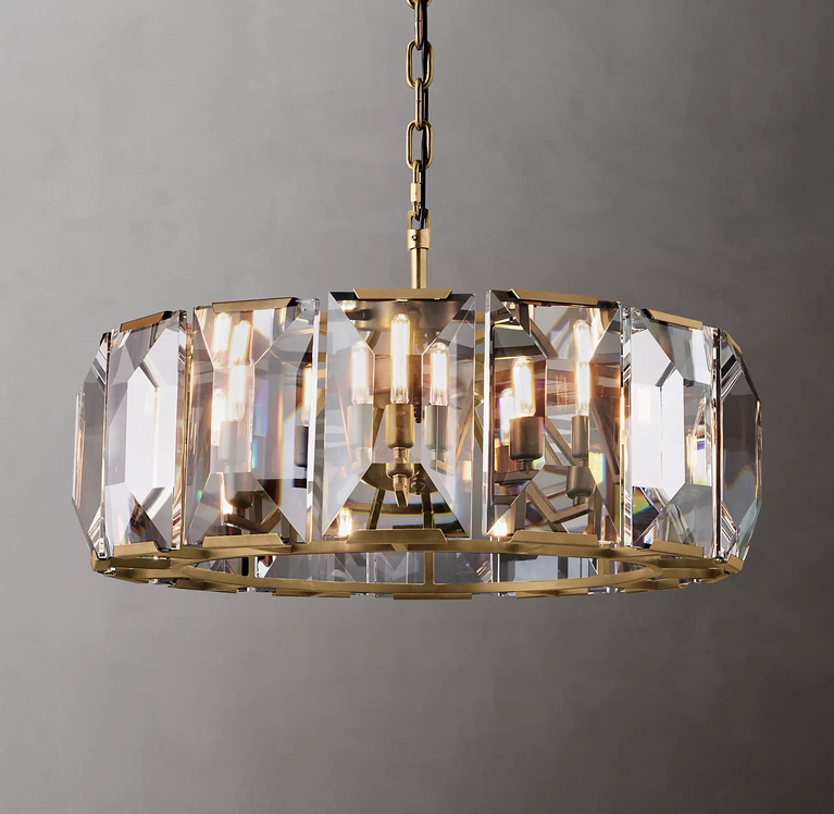 Harlowe Crystal Round Chandelier Light 31" Living Room Lighting