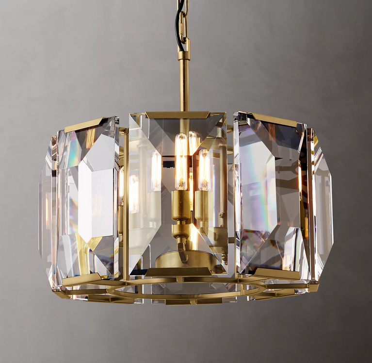 Harlowe Crystal Round Chandelier Light 19" Living Room Lighting