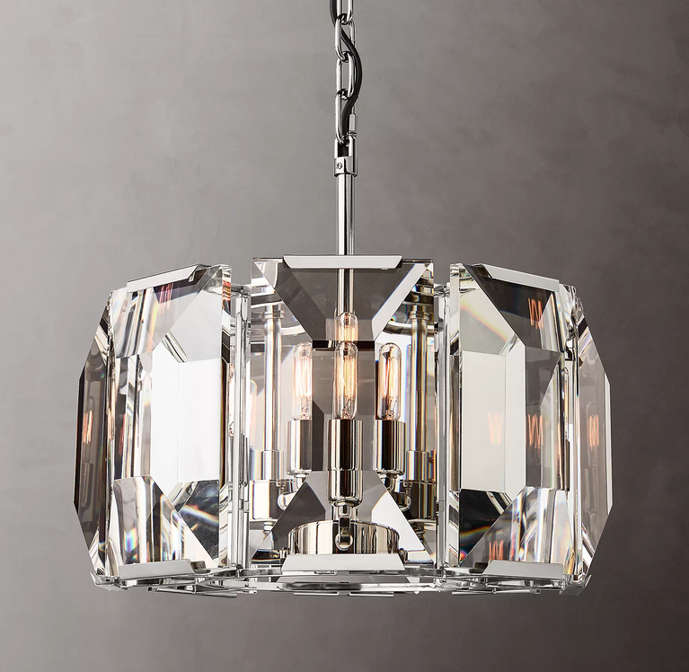 Harlowe Crystal Round Chandelier Light 19" Living Room Lighting