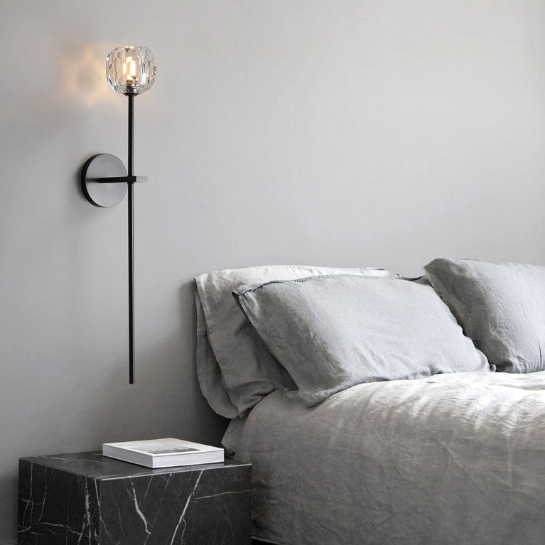 Bille De Clear Crystal Ball Wall Sconce 28"H