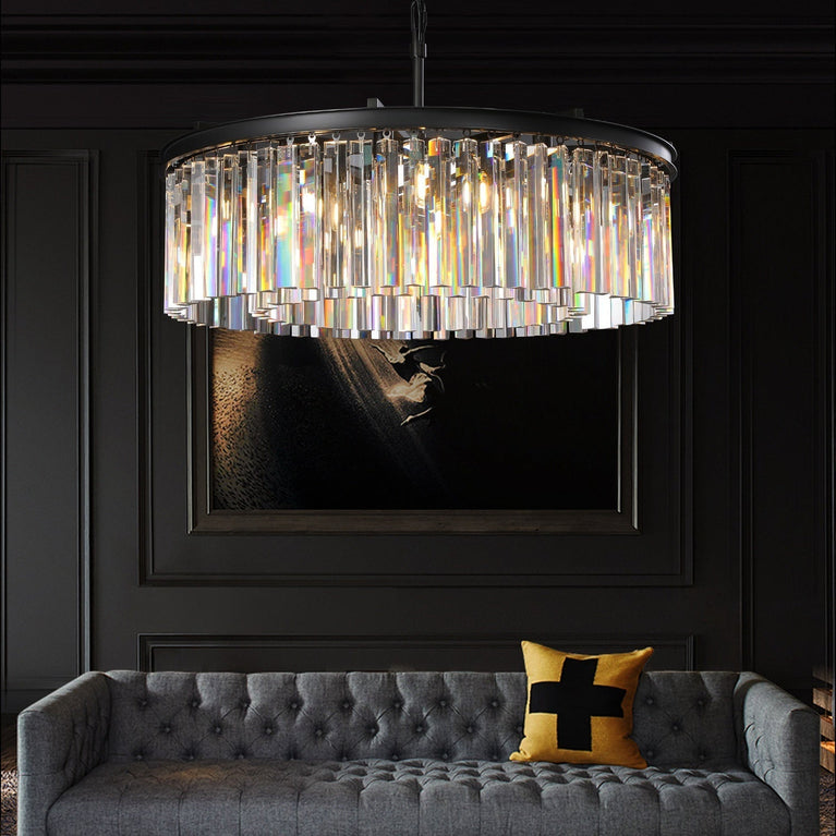 Clavel Crystal Round Chandelier Black 32"/43"