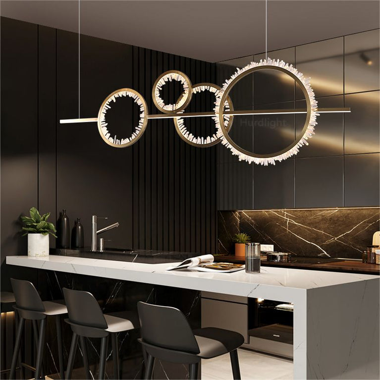 Primary Crystal Cluster Kitchen Island Chandelier chandeliers for dining room,chandeliers for stairways,chandeliers for foyer,chandeliers for bedrooms,chandeliers for kitchen,chandeliers for living room Rbrights 4 Ring