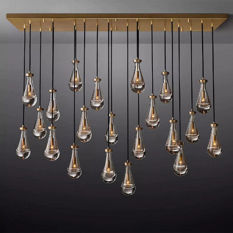 Raindrop Modern Rectangle Chandelier 72" Over Dining Table