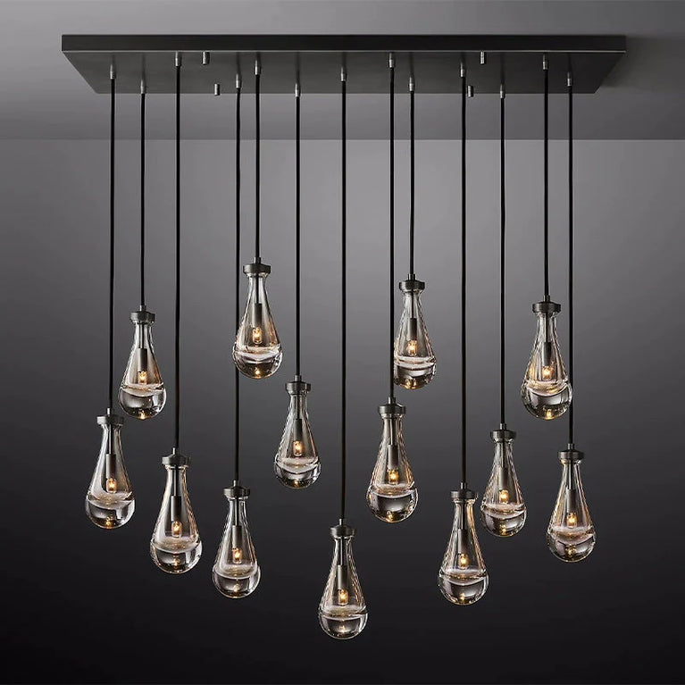 Raindrop Modern Rectangle Chandelier 54" Over Dining Table