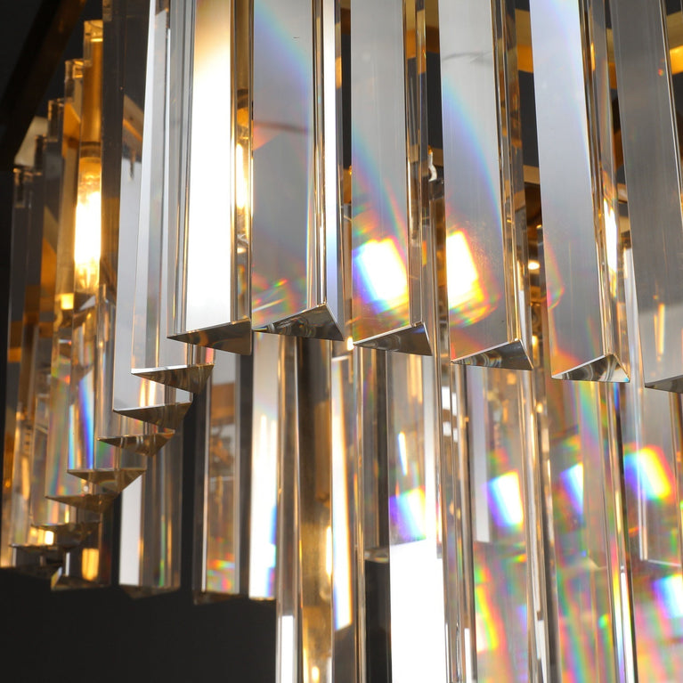 Clavel 2 Tiers Crystal Island Linear Chandelier Brass