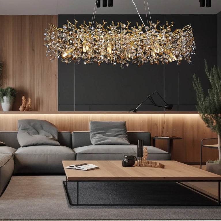 North Rectangular Branch Chandelier Crystal for Dinning