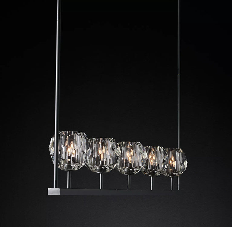 Boule De Cristal Clear Glass Minimalist Linear Chandelier Light 48"