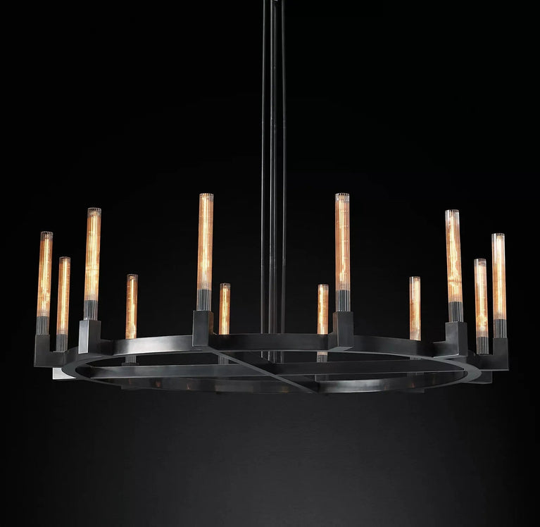 Cannele Linear Candlestick Round Chandelier Light 60"
