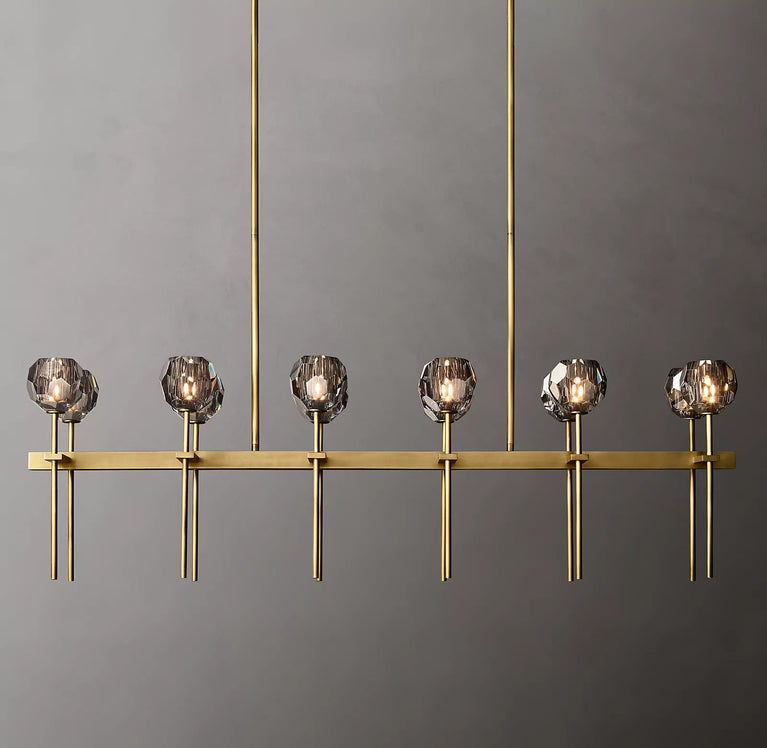 Bille De Crystal Ball Double Linear Chandelier 60"
