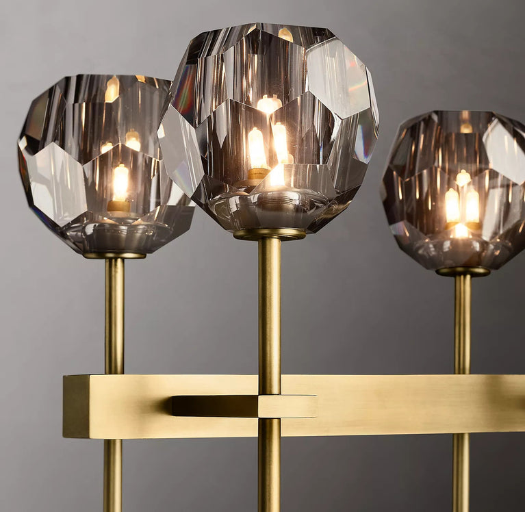 Bille De Crystal Ball Double Linear Chandelier 60"