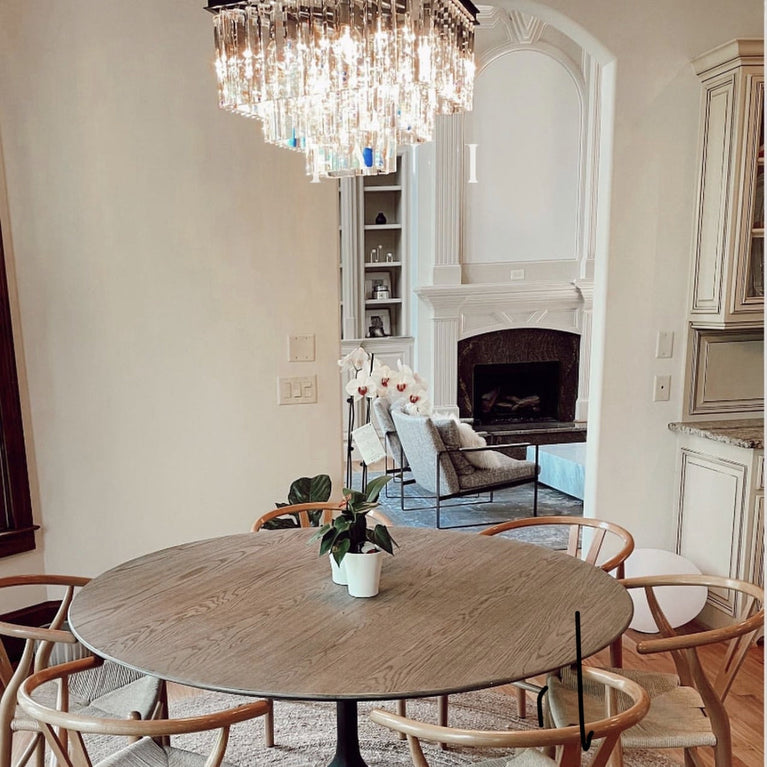 Clavel Crystal Square Chandelier Light Fixtures for Dinning Table
