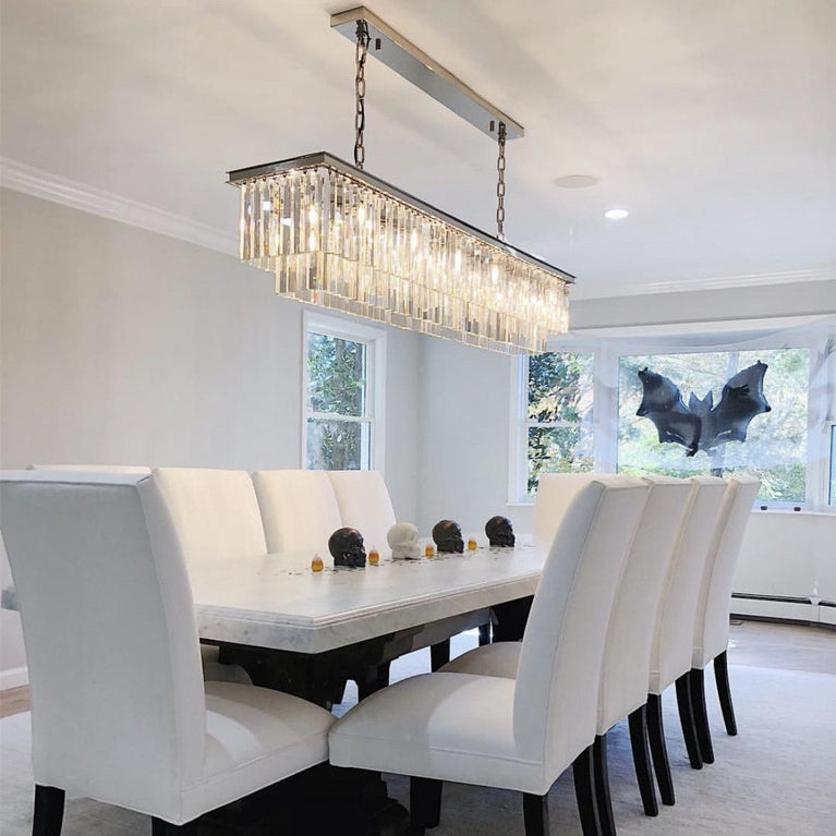 Clavel Crystal Island Linear Chandelier Polished Nickel 49"/59"