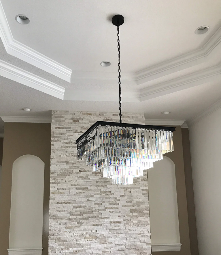 Clavel Multi-Tier Crystal Square chandelier 34", Indoor Decoration Light