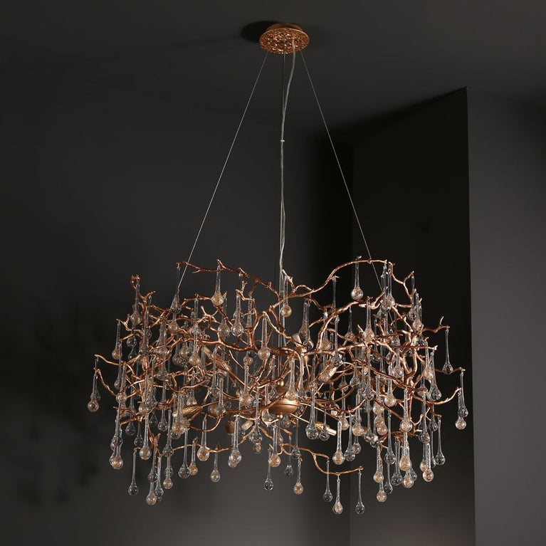 Modern Branch Chandelier Light With Crystal Dew Drop (Gold Inside)