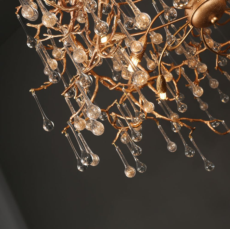 Modern Branch Chandelier Light With Crystal Dew Drop (Gold Inside)